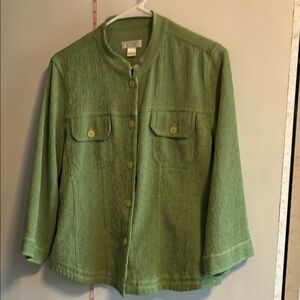Christopher & Banks Green Utility Jacket with Structured Collars